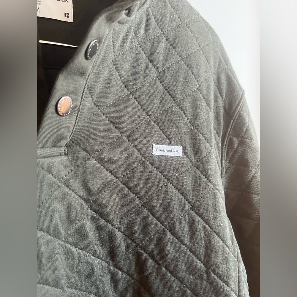 Frank and Oak Organic Cotton Olive Quilted Pullover - Picture 2 of 8